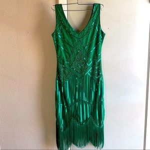 Emerald Flapper-Inspired Dress